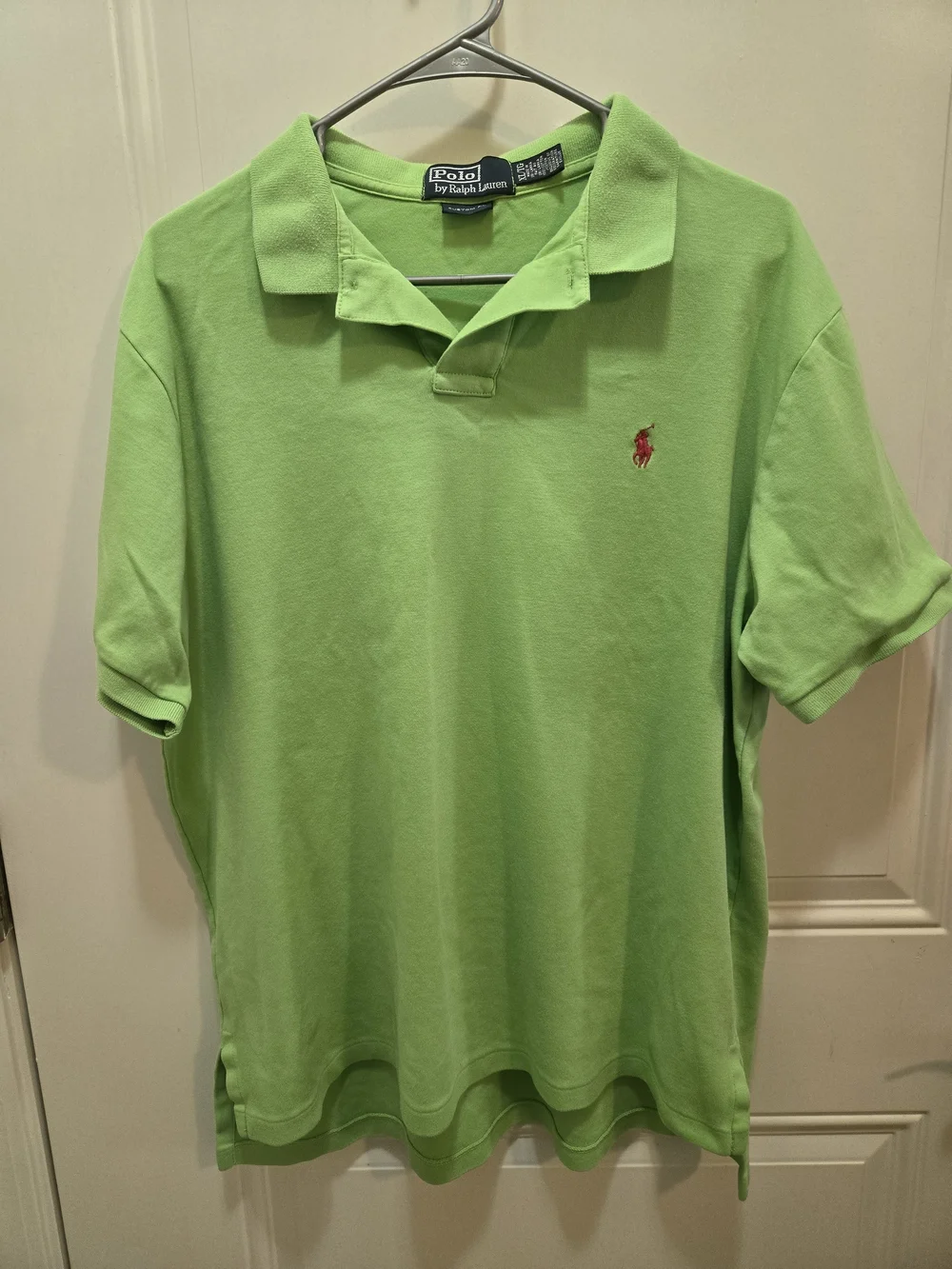 Polo by Ralph Lauren Men’s Lime Green Short Sleeve Polo with Red Pony